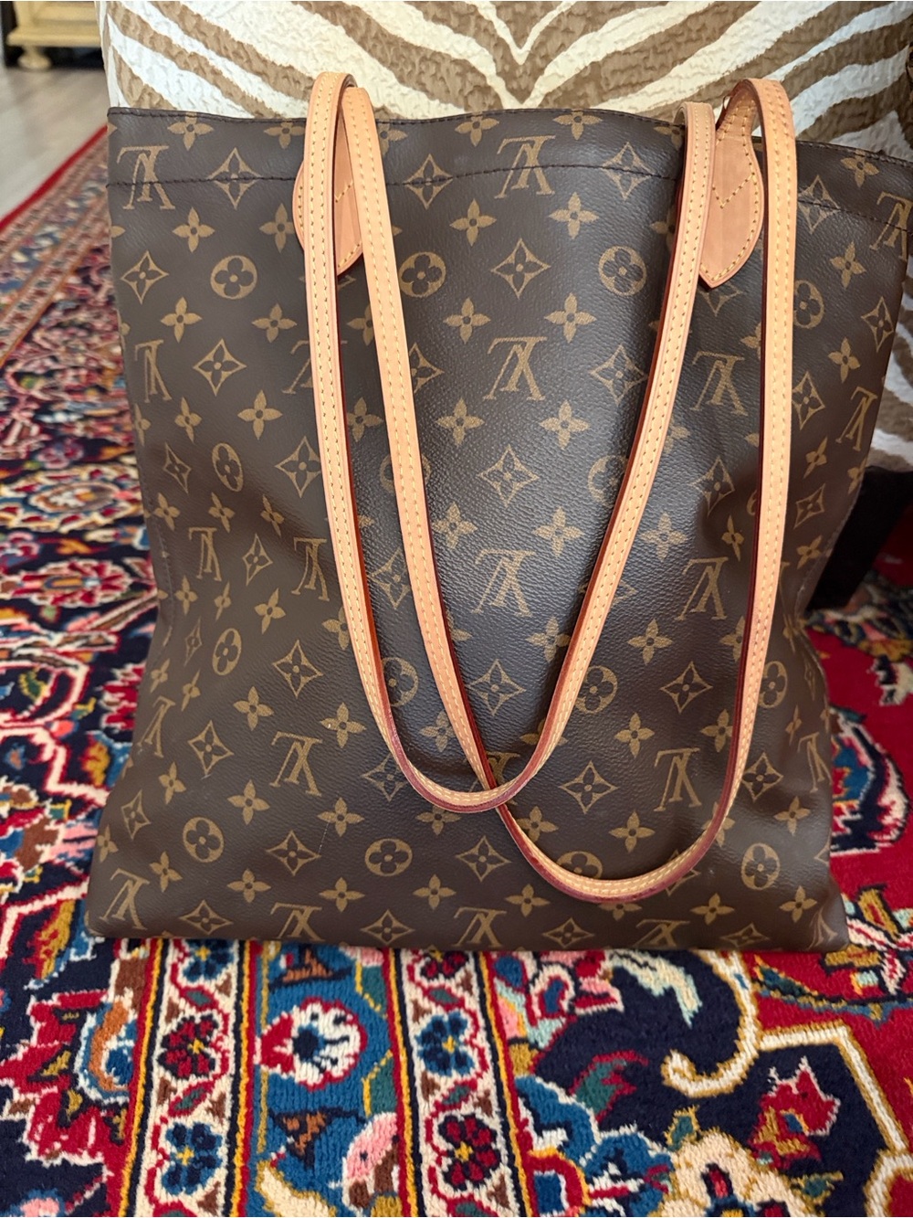 Louis Vuitton carry it Brown Monogram Canvas Tote with Vachetta Trim
